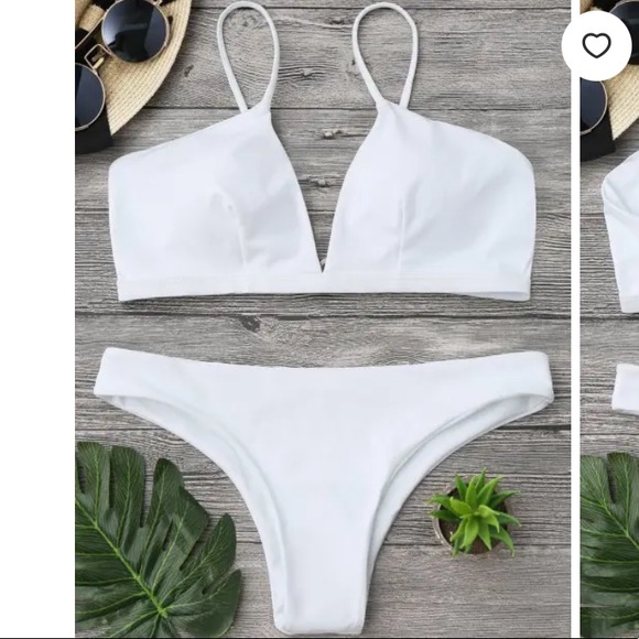 NWT Zaful White Ribbed Two Piece Bikini